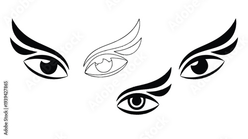 Hindu goddess face eyes and third eye designs
