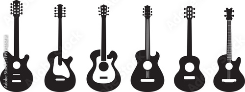 Guitar Silhouette Vector Pack: Acoustic, Electric, Bass  .