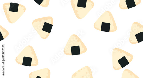 Japanese Onigiri Rice Ball Vector Food Pattern Seamless Background for Asian Cuisine Design