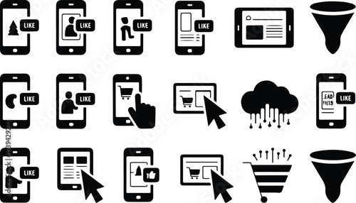 Marketing Collection Silhouette Icon Set 