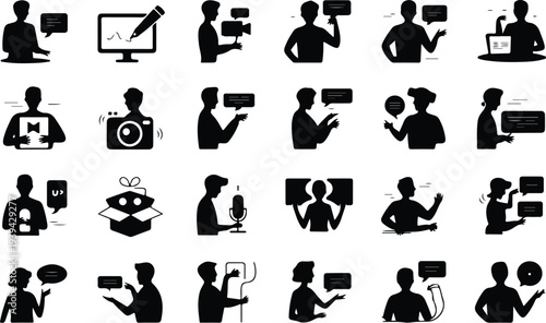 Marketing Collection Silhouette Icon Set 