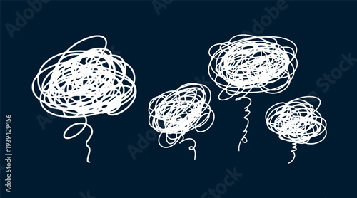 Abstract Tangled Scribble Lines Illustrate Complex Thoughts