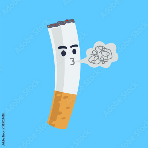 Cartoon Cigarette Exhaling Confused Smoke Illustration