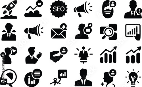 Marketing Collection Silhouette Icon Set 