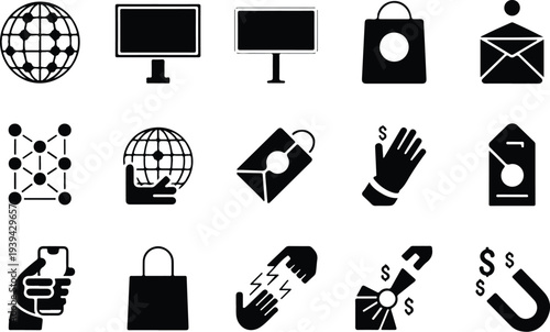 Marketing Collection Silhouette Icon Set 