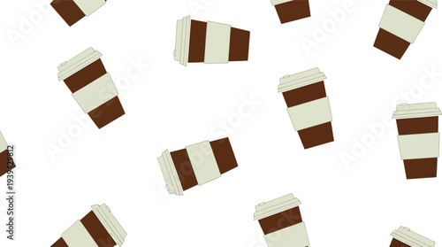 Coffee Cup Vector Food Pattern Seamless Background for Cafe and Beverage Design