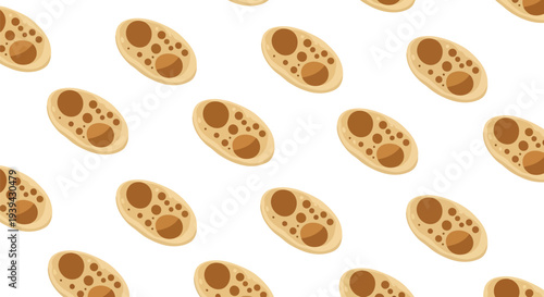 Vector food pattern with traditional Moroccan pancakes seamless background for bakery design