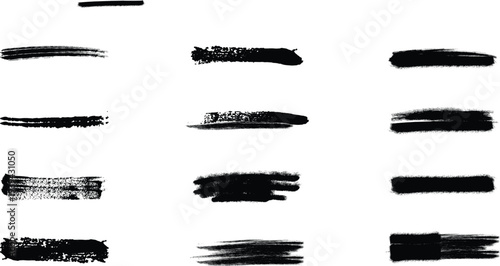 Collection of black brush strokes on white background