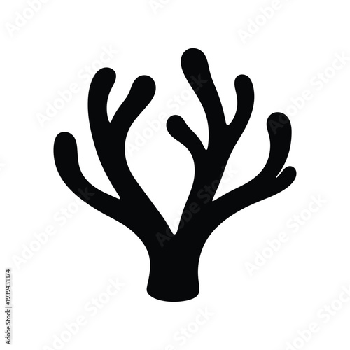 Coral Reef Marine Nature Silhouette Vector Illustration