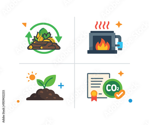 Sustainable energy and environmental protection icons for eco-friendly concepts