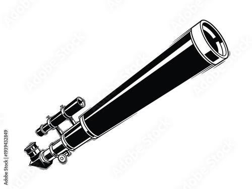 Astronomy telescope vector graphic for space observation and science projects