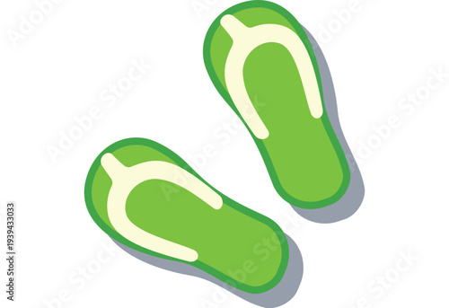 Green flip flops vector icon featuring a human footprint silhouette and carbon nature design to symbolize an eco friendly barefoot step
