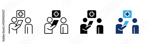 Doctor Consultation icon set multiple style collection