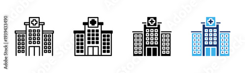 Hospital Building icon set multiple style collection