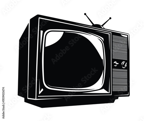 Retro tv vector illustration isolated on transparency background, old style television set