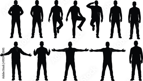 Vector illustration of stylized human silhouettes symbolizing posture, gesture, identity, diversity, culture, tradition, inclusivity, and education