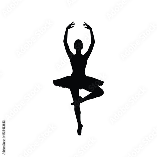 Ballet Dancer Pose Silhouette Dance Vector Illustration