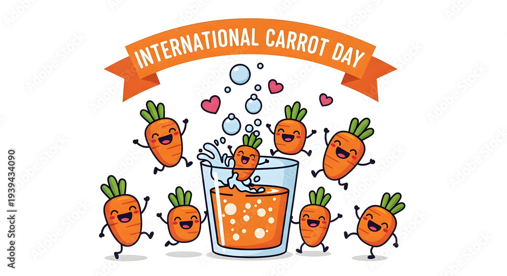 Fototapeta premium International Carrot Day April 4 – Cute Carrot Juice Hug Party!
