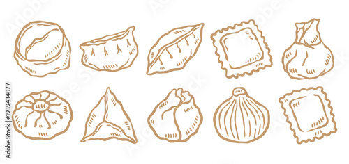 set of dumpling illustration