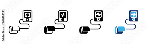 Blood Pressure Monitor icon set multiple style collection
