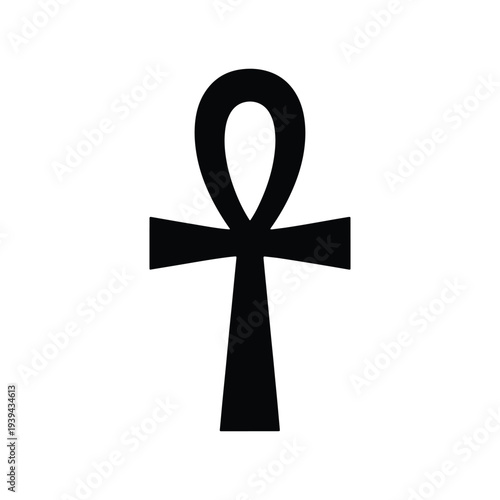 Ancient Egyptian Ankh Symbol Silhouette Vector Illustration