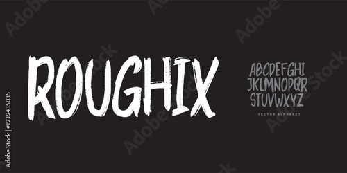 Rough brush font bold letters create a dynamic display, perfect for creative branding, energetic posters, or youthful graphic design projects.