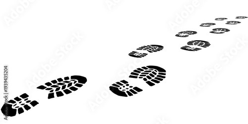 footprint shoe sole tracking path on transparent background, shoe footprint path vector illustration