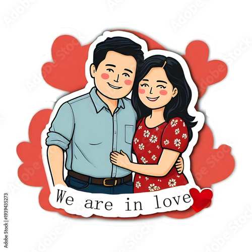 Romantic Couple We Are In Love Sticker Illustration