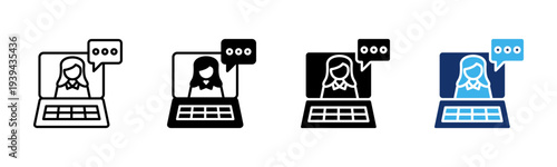 Online Consultation icon set multiple style collection