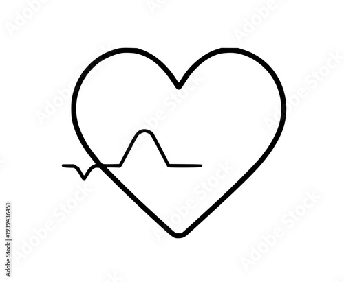 A simple line drawing of a heart with a cardiogram pulse line inside, symbolizing health and well-being