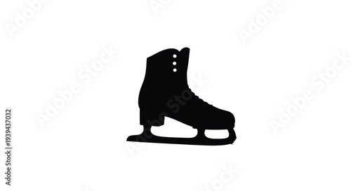Black ice skate illustration against a white background a stark silhouette