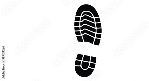 Black shoe sole print on a white background a striking silhouette
