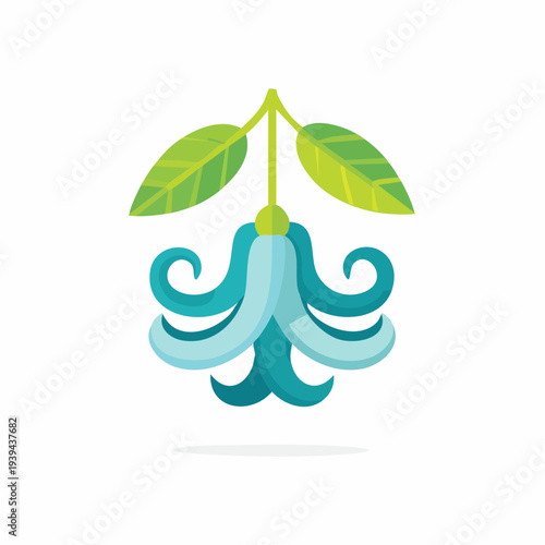 Bell flower plant with leaf icon