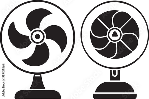 Desk Fan Icons SVG – Electric Table Fan, Cooling Ventilation Vector .