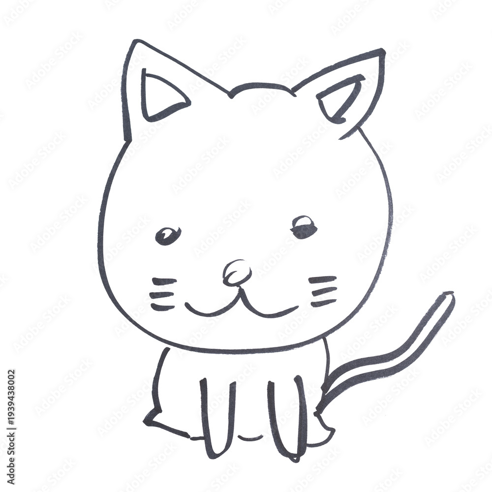 Obraz premium A cat drawn with a blkack marker