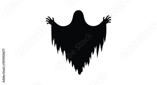 A dark ghostly figure with outstretched arms a dramatic silhouette