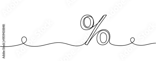 Minimalist line art of large percentage symbol. No editable stroke
