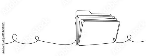 Continuous line drawing of a file folder symbolizing organization and simplicity. No editable stroke