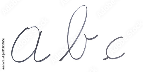 Canvas Print the letters a, b and c written in cursive with a black marker