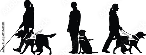 Guide dog silhouette illustration, service animal vector artwork, visually impaired assistance design, mobility aid drawing, support dog sketch, accessibility artwork