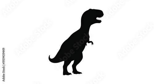 A striking black silhouette of a fearsome tyrannosaurus rex silhouette