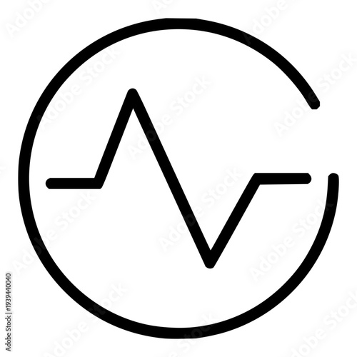 Simple and clear electrocardiogram icon inside a circle, representing medical health and vital signs in a minimalist style