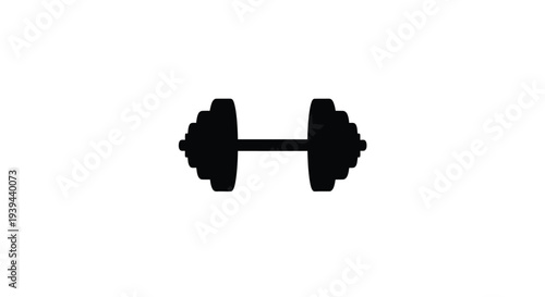 A stark black dumbbell design against a white background silhouette