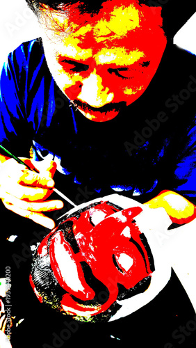 Illustration of traditional Mask Craftsman