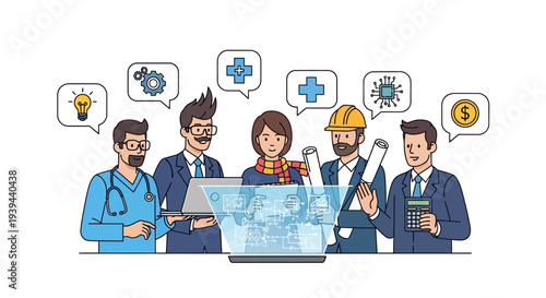 Diverse professionals brainstorming innovative ideas together