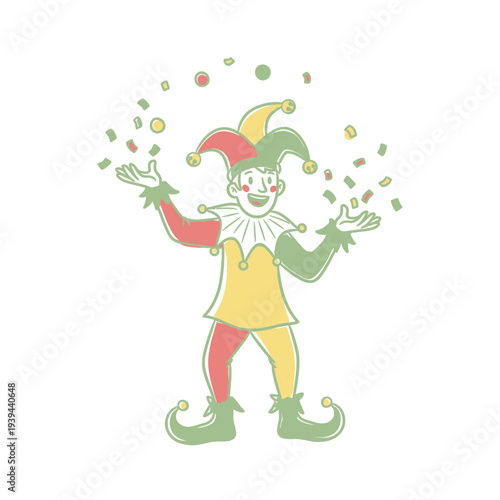 Jester Juggling Balls in Costume.