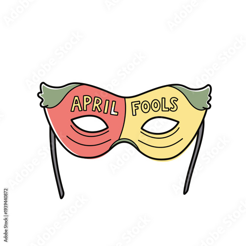 Colorful April Fools Mask Illustration.