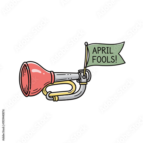 Red Party Horn with April Fools Flag.