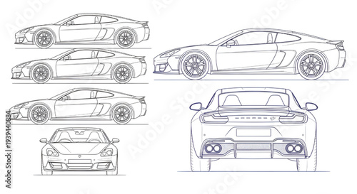 Transparent X-ray car wireframe for electric vehicle technology