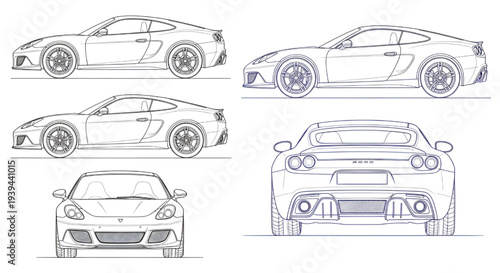 Transparent car wireframe automotive technology engineering illustration